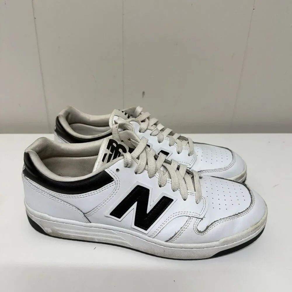 New Balance 480 White Black Leather Low BB480LBK Sneaker Men 9.5 Women 11 GUC*